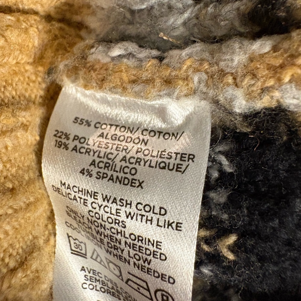 LOFT Tan and Black Patterned Turtleneck Sweater - Picture 8 of 8